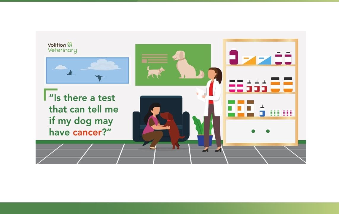 A screenshot from Volition's Pet Parents outlining the value of canine cancer screening for early cancer detection in dogs and the Nu.Q® Vet Cancer Test.